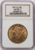1893-CC $20 Liberty Double Eagle NGC MS63 (776011006)