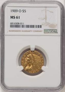 1909-O $5 Indian Half Eagle NGC MS61 (768725001)