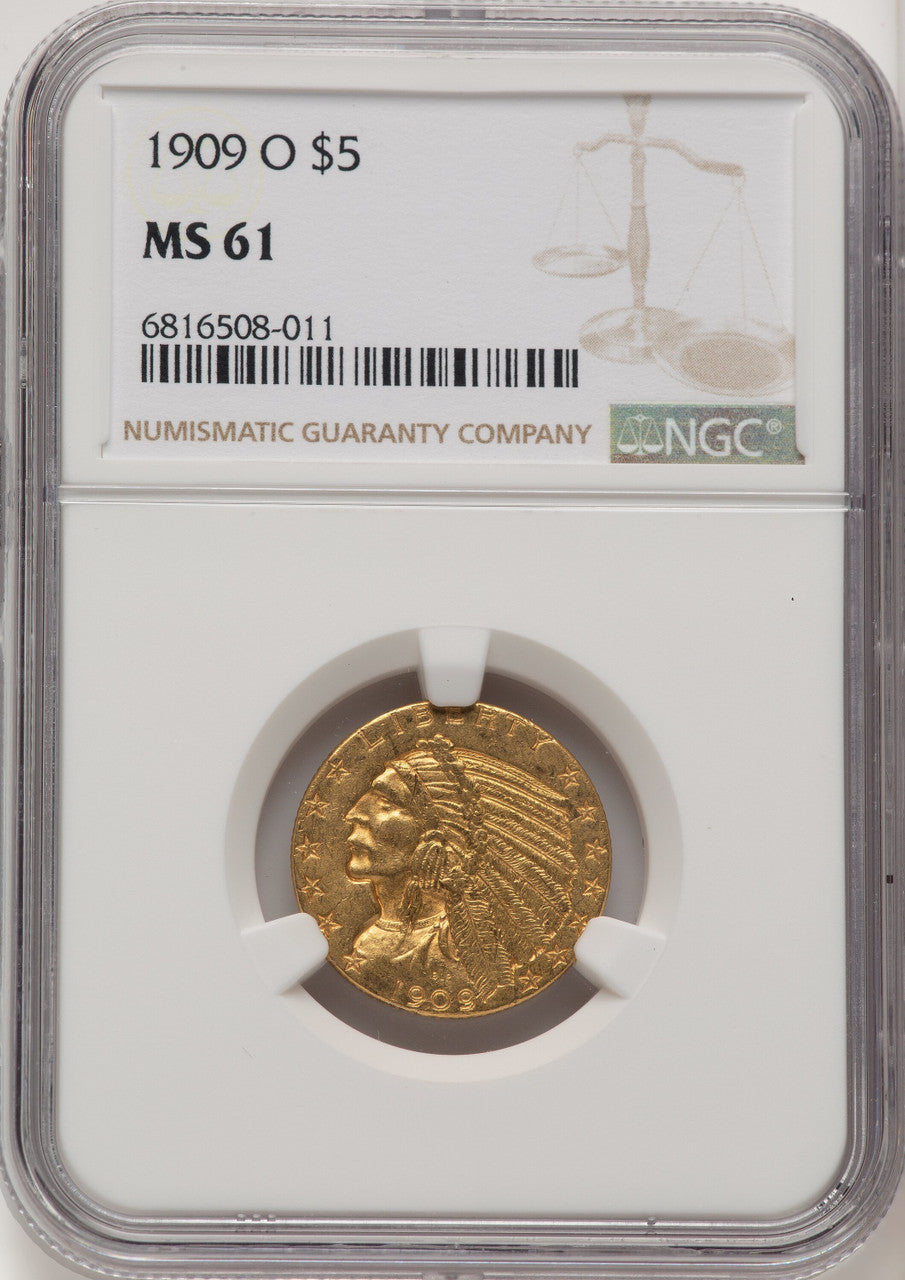 1909-O $5 Indian Half Eagle NGC MS61 (768725001)