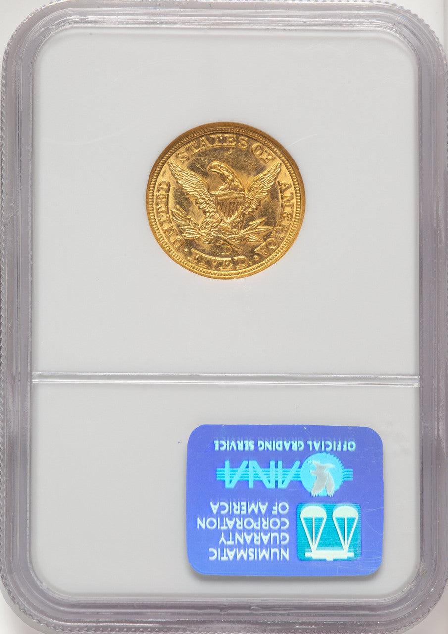 1854-D $5 Large D Liberty Half Eagle NGC MS63