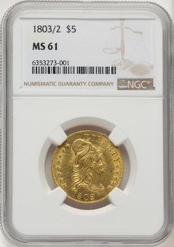 1803/2 $5 Brown Label Early Half Eagle NGC MS61