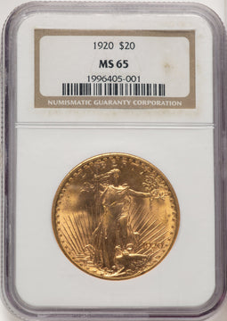 1920 $20 Saint-Gaudens Double Eagle NGC MS65