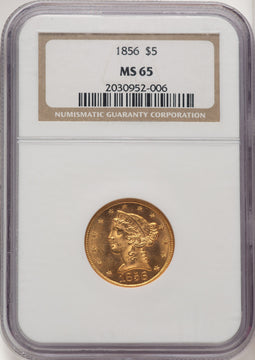 1856 $5 Liberty Half Eagle NGC MS65