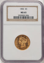 1856 $5 Liberty Half Eagle NGC MS65