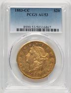 1883-CC $20 Liberty Double Eagle PCGS AU53 (177292006)