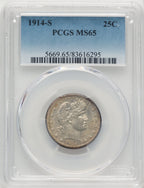 1914-S 25C Barber Quarter PCGS MS65