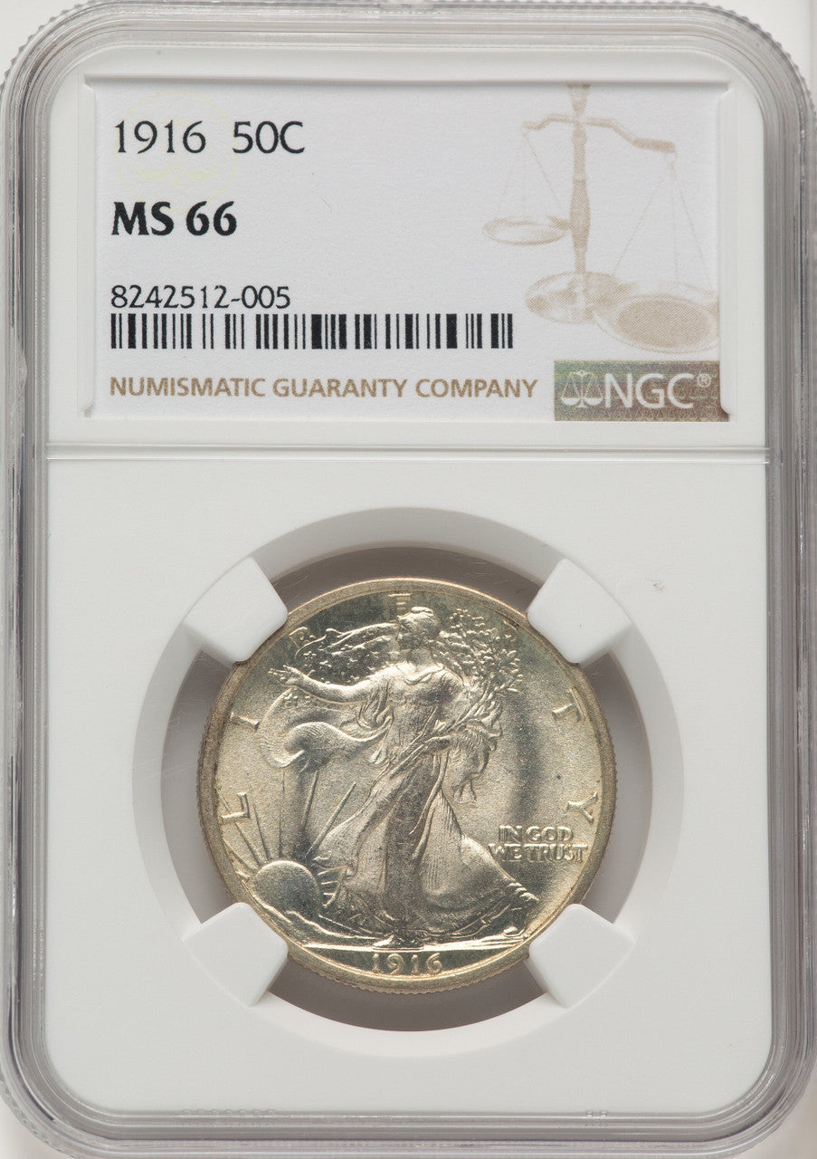 1916 50C Walking Liberty Half Dollar NGC MS66