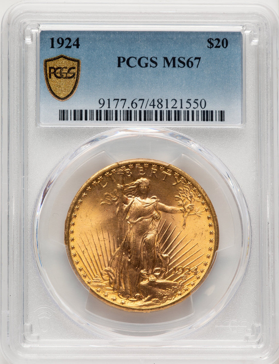 1924 $20 Saint Blue Gradient Saint-Gaudens Double Eagle PCGS MS67