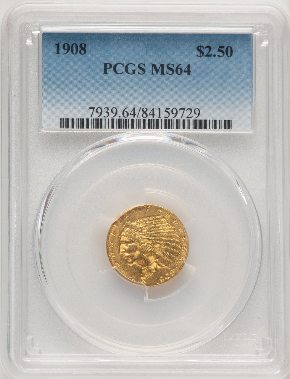 1908 $2.50 Indian Quarter Eagle PCGS MS64 (520502016)