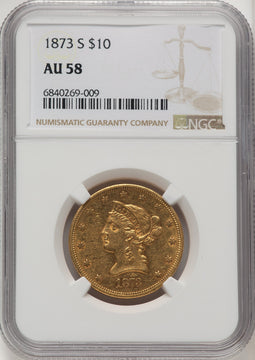 1873-S $10 Liberty Eagle NGC AU58 (776011016)