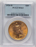 1926-D $20 Saint-Gaudens Double Eagle PCGS MS63
