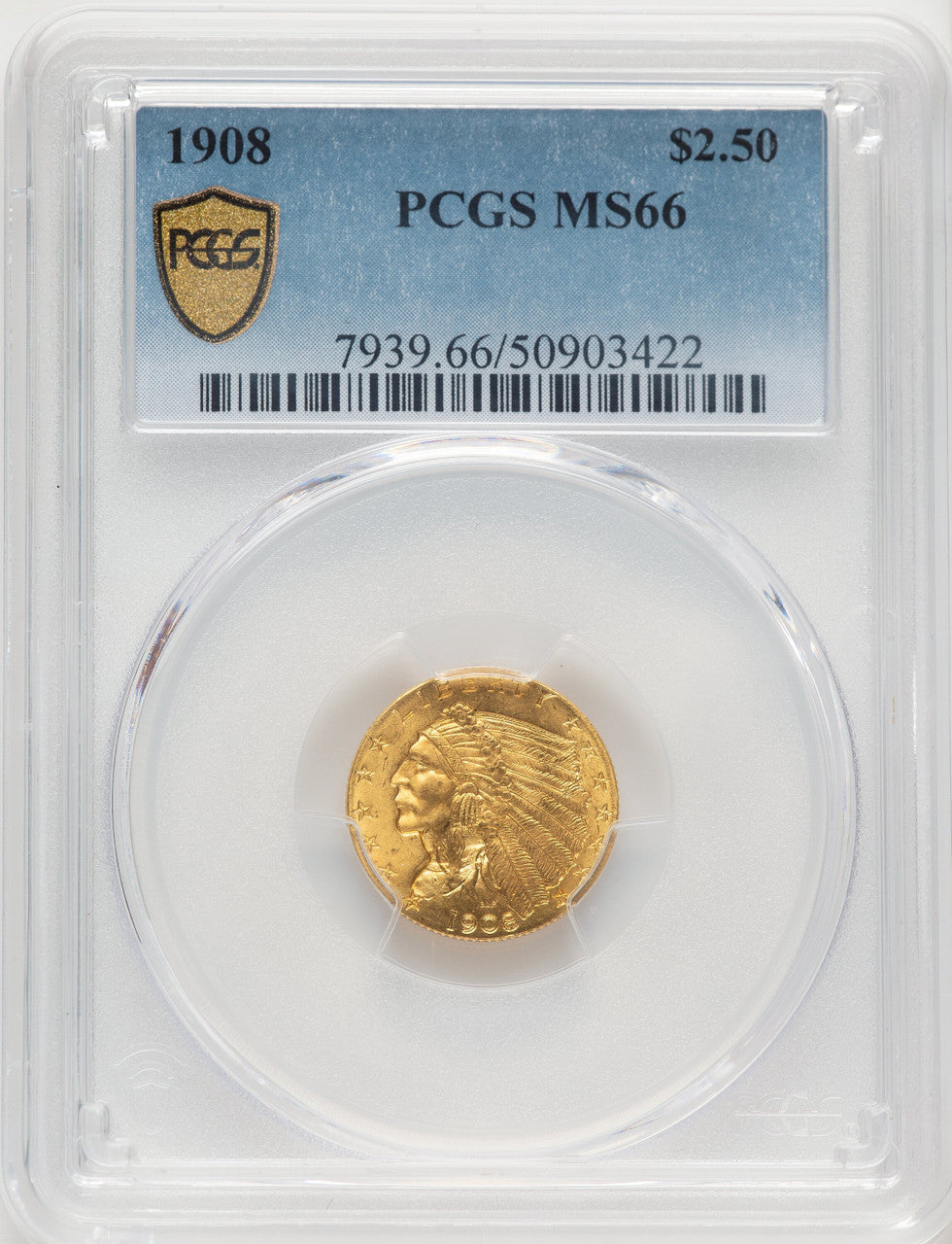 1908 $2.50 Indian Quarter Eagle PCGS MS66