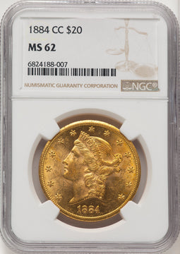1884-CC $20 Liberty Double Eagle NGC MS62