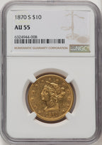 1870-S $10 Liberty Eagle NGC AU55