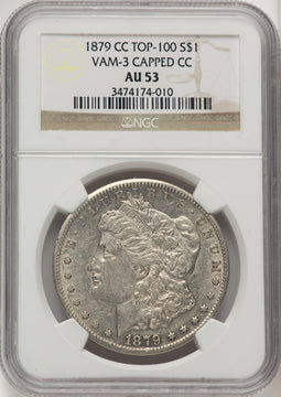 1879-CCVAM 3 Capped Die Morgan Dollar NGC AU53