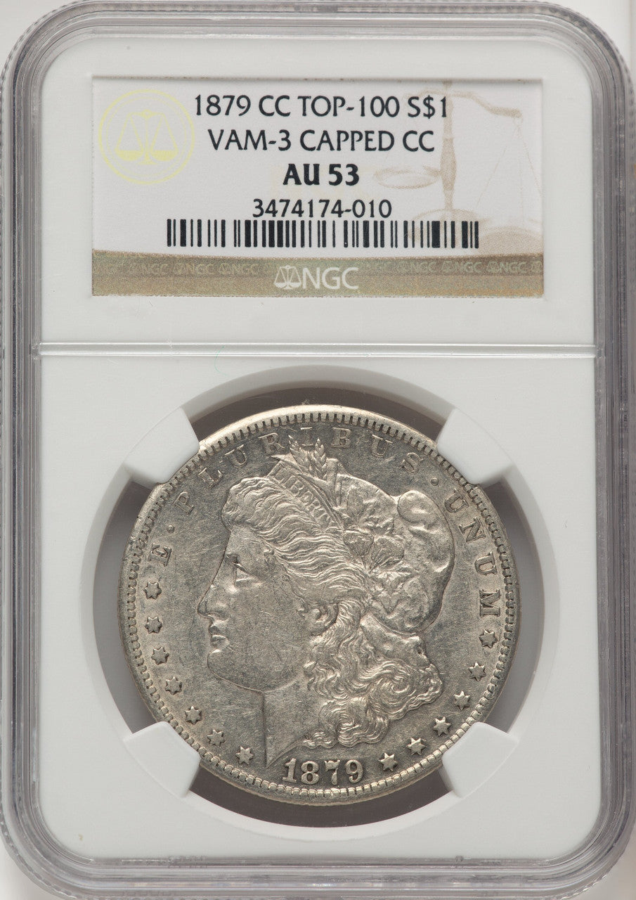 1879-CCVAM 3 Capped Die Morgan Dollar NGC AU53