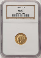 1908 $2.50 Indian Quarter Eagle NGC MS63 (775821001)