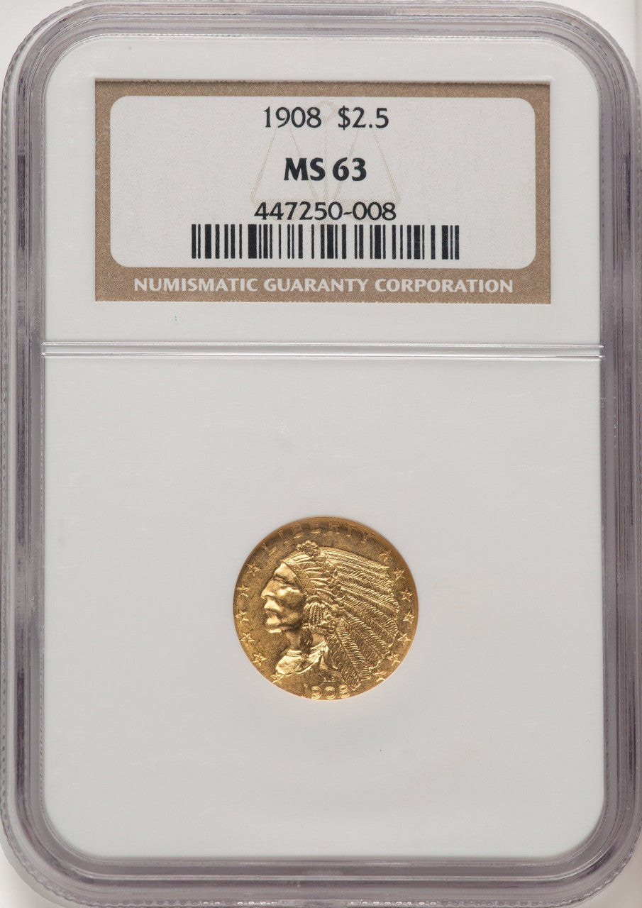 1908 $2.50 Indian Quarter Eagle NGC MS63 (775821001)