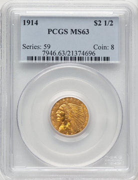 1914 $2.50 Indian Quarter Eagle PCGS MS63 (775821008)