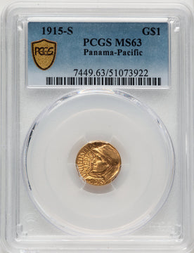 1915-S G$1 PAN-PAC Gold Dollar Commemorative Gold PCGS MS63