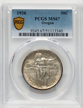 1936 50C Oregon Commemorative Silver PCGS MS67 (775821022)