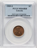 1909-S 1C Lincoln RB Lincoln Cent PCGS MS64 (775821018)
