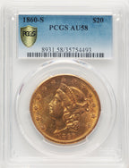 1860-S $20 Liberty Double Eagle PCGS AU58