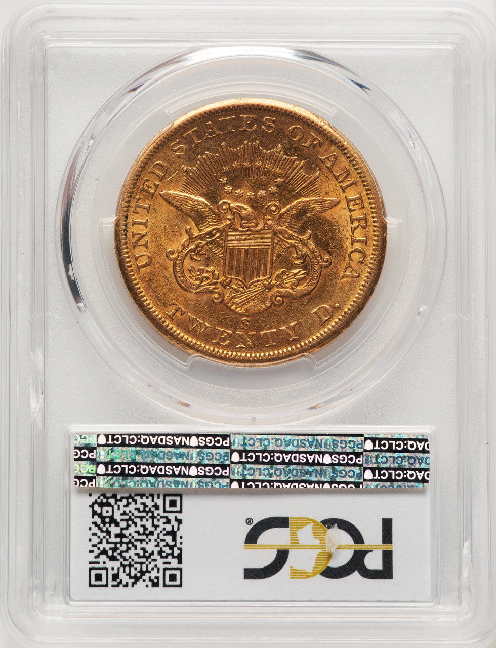 1860-S $20 Liberty Double Eagle PCGS AU58