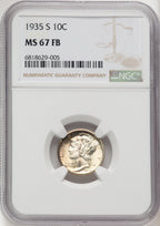 1935-S 10C FB Mercury Dime NGC MS67