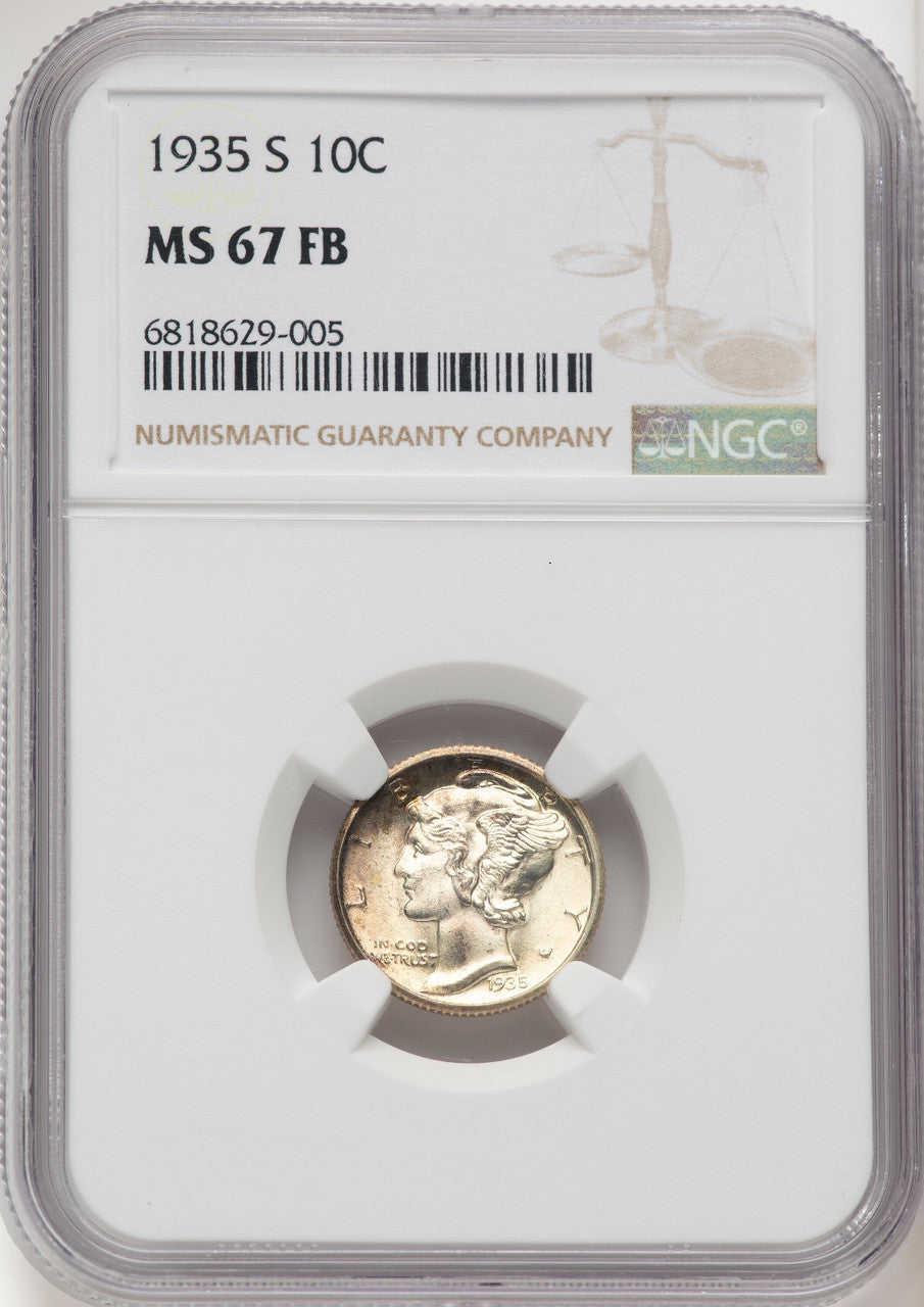 1935-S 10C FB Mercury Dime NGC MS67