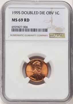 1995 1C DBL DIE RD Lincoln Cent NGC MS69