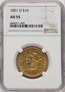 1851-O $10 Liberty Eagle NGC AU55 (520735029)