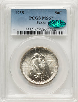 1935 50C Texas CAC Commemorative Silver PCGS MS67 (775929018)