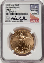2021 $50 One-Ounce Gold Eagle Type One Mike Castle NGC MS70