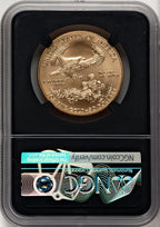 2020-W $50 One Ounce Gold Eagle Burnished First Strike ER Joel Iskowitz Blk Core NGC MS70