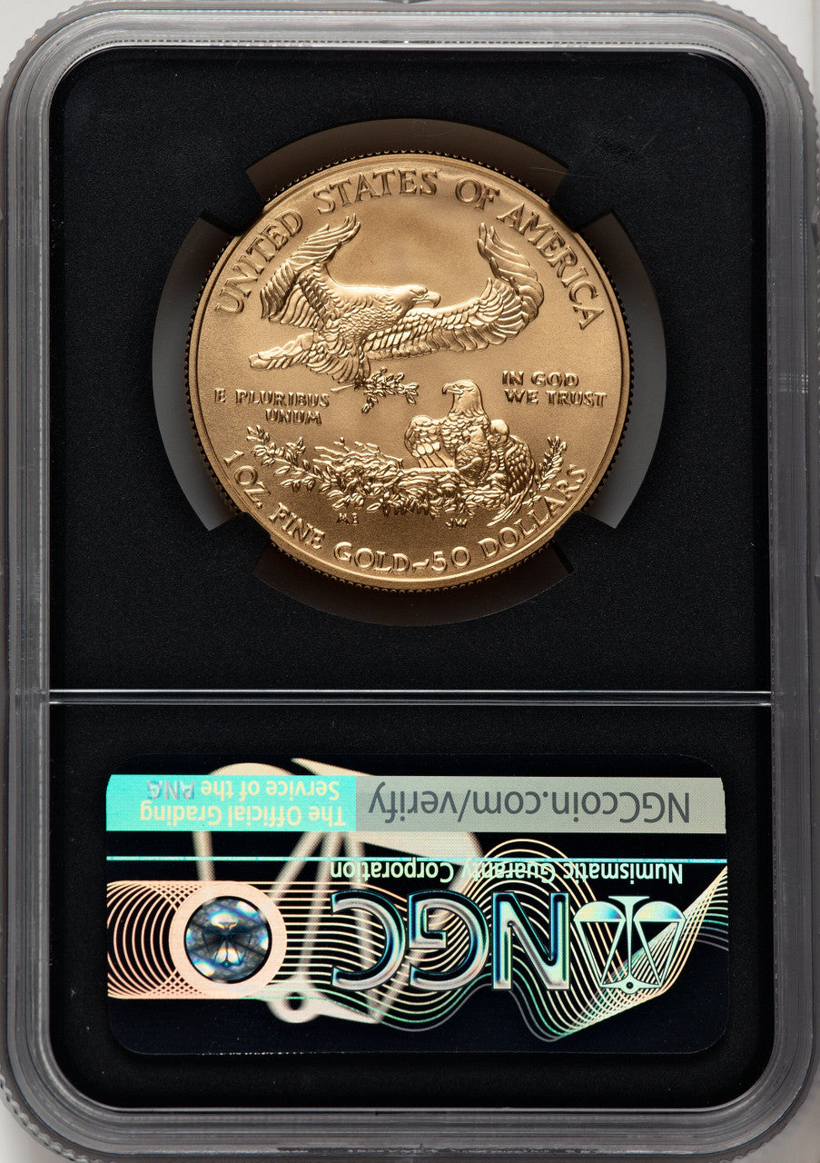 2019-W $50 One-Ounce Gold Eagle Burnished FDI Joel Iskowitz Blk Core NGC MS70
