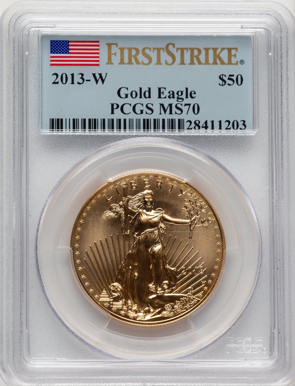 2013-W $50 One-Ounce Gold Eagle First Strike FS Flag PCGS MS70 (520851009)