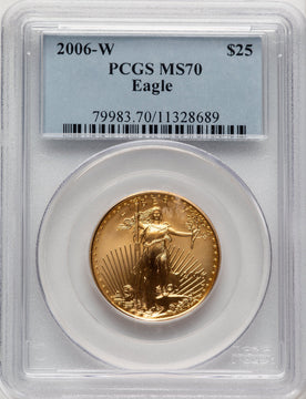 2006-W $25 Half-Ounce Gold Eagle Burnished Blue Gradient PCGS SP70