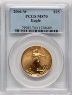 2006-W $25 Half-Ounce Gold Eagle Burnished Blue Gradient PCGS SP70