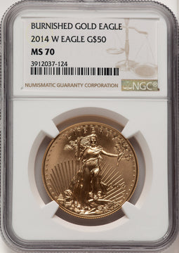 2014-W $50 One-Ounce Gold Eagle Brown Label NGC MS70 (520851010)