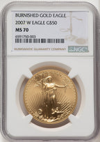 2007-W $50 One-Ounce Gold Eagle Brown Label NGC MS70 (520851004)