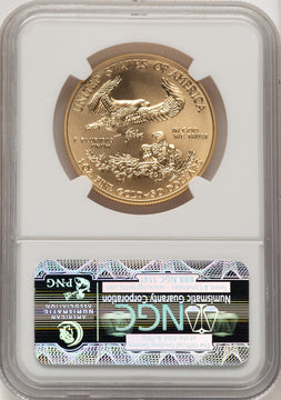 2012-W $50 One Ounce Gold Eagle FR Blue NGC MS70