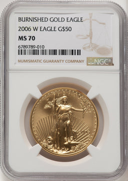 2006-W $50 One-Ounce Gold Eagle 20th Anniversary Brown Label NGC MS70 (520851003)