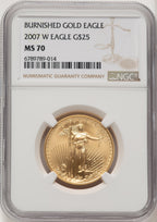 2007-W $25 Half-Ounce Gold Eagle Burnished Brown Label NGC MS70 (520851017)
