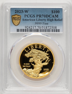 2023-W G$100 American Liberty High Relief Blue Gradient PCGS PR70