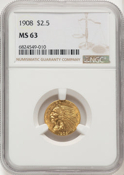 1908 $2.50 Indian Quarter Eagle NGC MS63 (775850012)