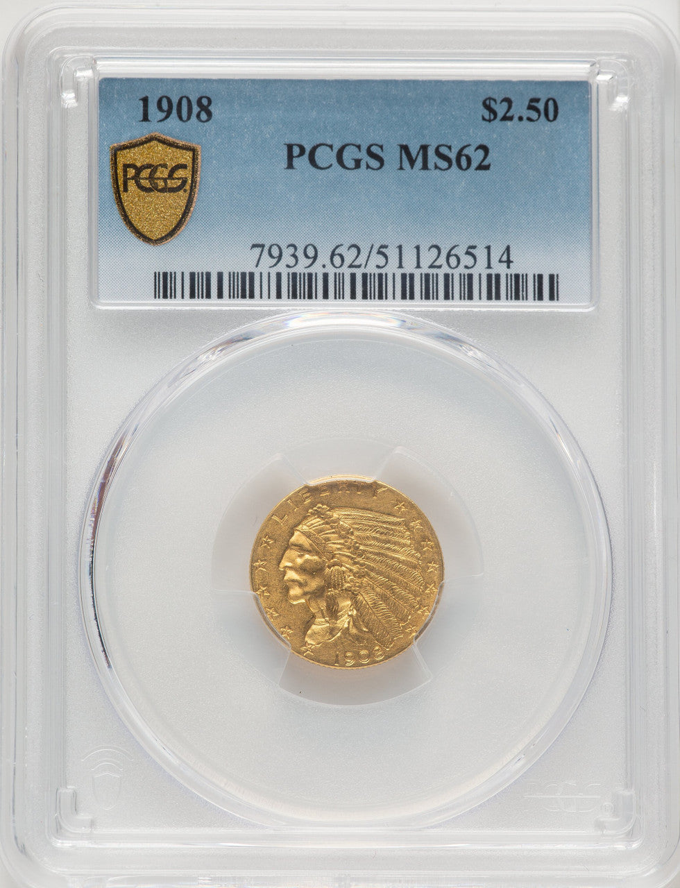 1908 $2.50 Indian Quarter Eagle PCGS MS62 (775850009)