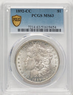 1892-CC Morgan Dollar PCGS MS63 (775850036)