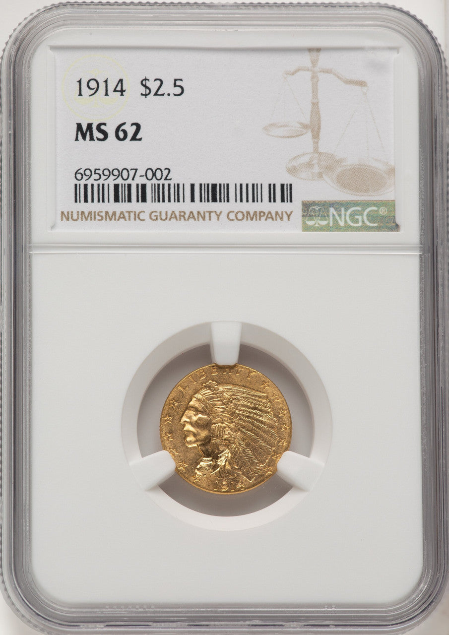 1914 $2.50 Indian Quarter Eagle NGC MS62 (775863001)