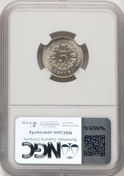 1866 5C RAYS Shield Nickel NGC MS66